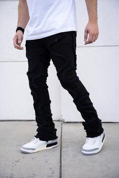 BLACK ON BLACK CORDA STACK DENIM