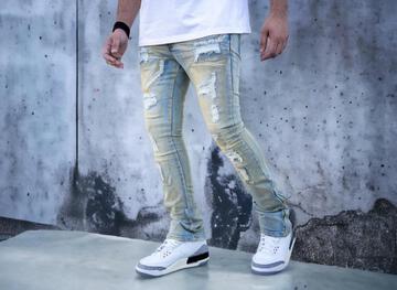 CONVERTIBLE STACKED DENIM RUST WASH