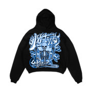 BLUE FLAME SKELETON HOODIE BLK