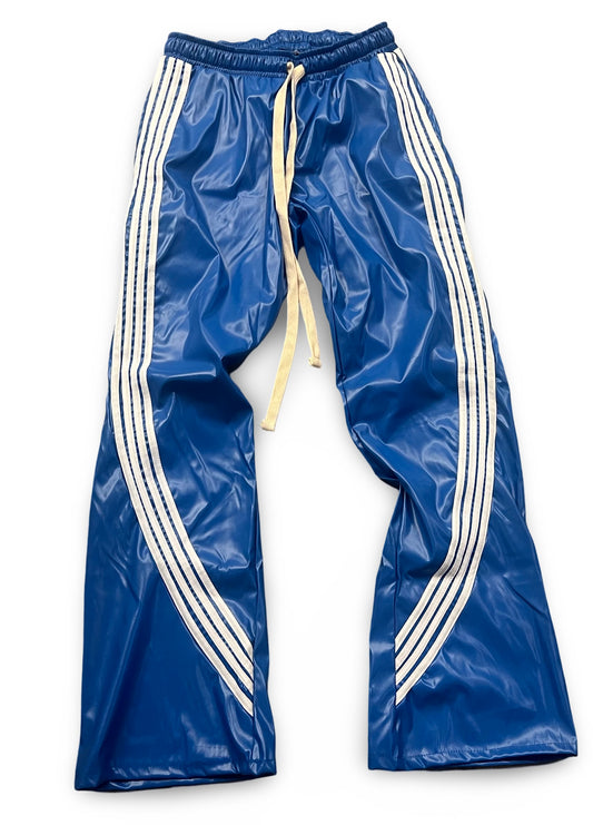 BLUE IRREGULAR STRIPED LEATHER JOGGER