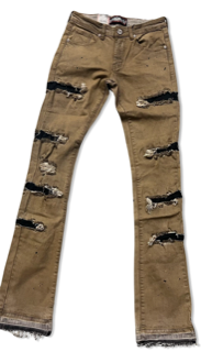 ZOMBIE RIPPED GOLD WASH STACK DENIM