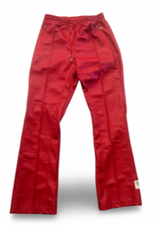 RED PEBBLED LEATHER STACK JOGGER