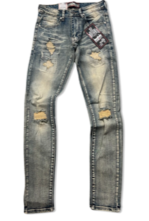 DARK WASH KNEE RIP SKINNY DENIM