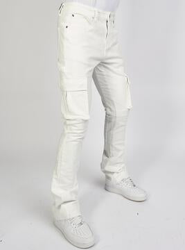 CARGO STACKED FLARE WHITE