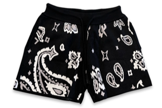 BLACK PAISLEY KNIT SHORT